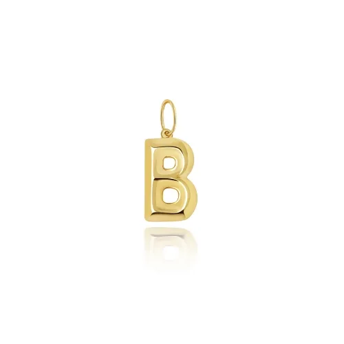 9ct Yellow Gold Initial Pendant B 8.8X13.9mm